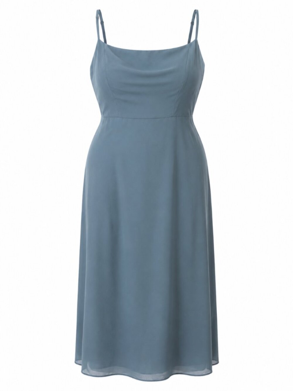 Azazie Tayla Bermuda Blue Chiffon Bridesmaid Dress Size 18